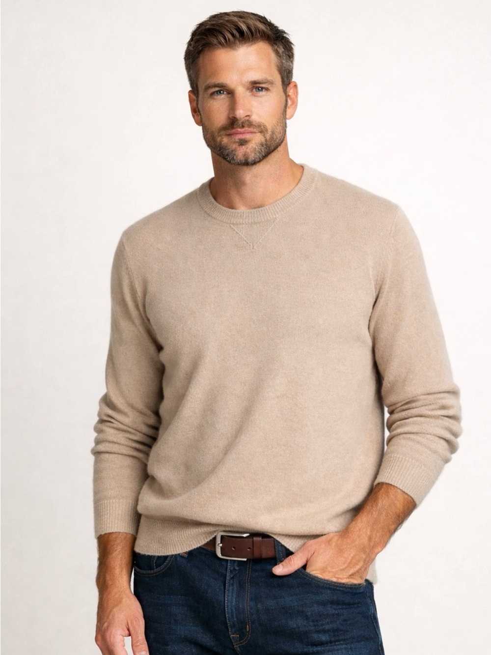 Banana Republic Men’s Beige/Tan Crewneck Sweater Size Small Lightweight